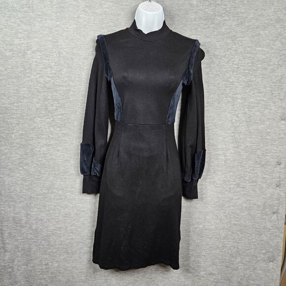 Reiss Dresses & Skirts - Reiss Juniors Women’s Lulu Velvet Panel Ponte Sheath Long Sleeve Dress Size 2